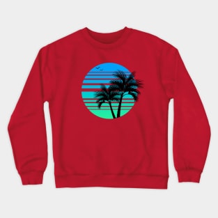 Synthwave - Vaporwave - California - Florida - 80s - Blue & Green Crewneck Sweatshirt